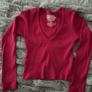 Big Bud Press long sleeve V-neck in pink - size P